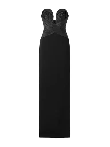Carolina Herrera Strapless Draped Satin And Crepe Gown | Thumbnail 1 Carolina Herrera Strapless Draped Satin And Crepe Gown | Thumbnail 1