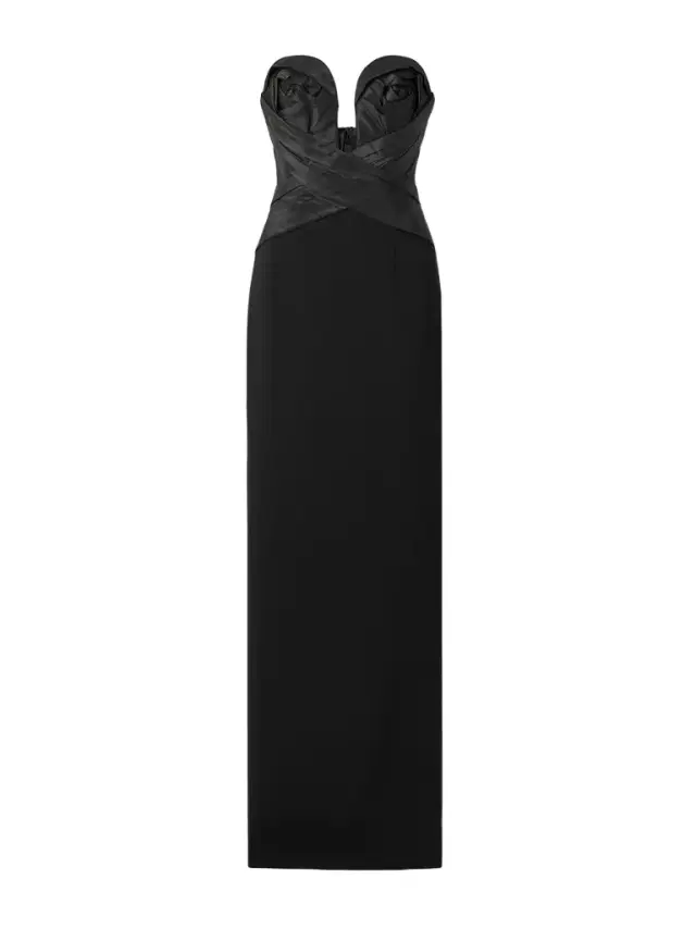 Strapless Draped Satin And Crepe Gown