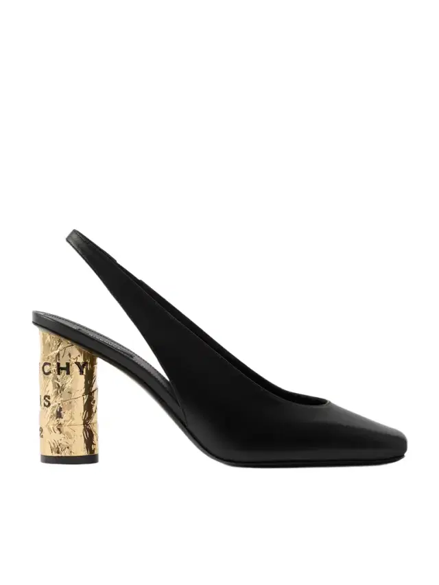 Tape Leather Slingback Pumps