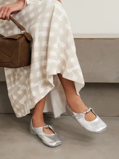 Loewe Pebble Metallic Leather Ballet Flats | Thumbnail 2