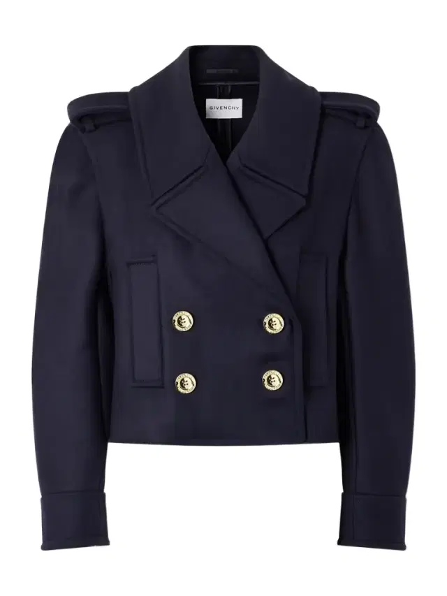 Double-breasted Cropped Melton Wool-twill Coat