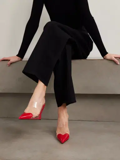 Alaïa Le Cœur Patent-leather And Pvc Wedge Mules | Thumbnail 2