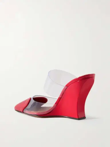 Alaïa Le Cœur Patent-leather And Pvc Wedge Mules | Thumbnail 3