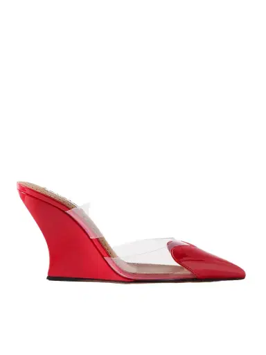 Alaïa Le Cœur Patent-leather And Pvc Wedge Mules | Thumbnail 1