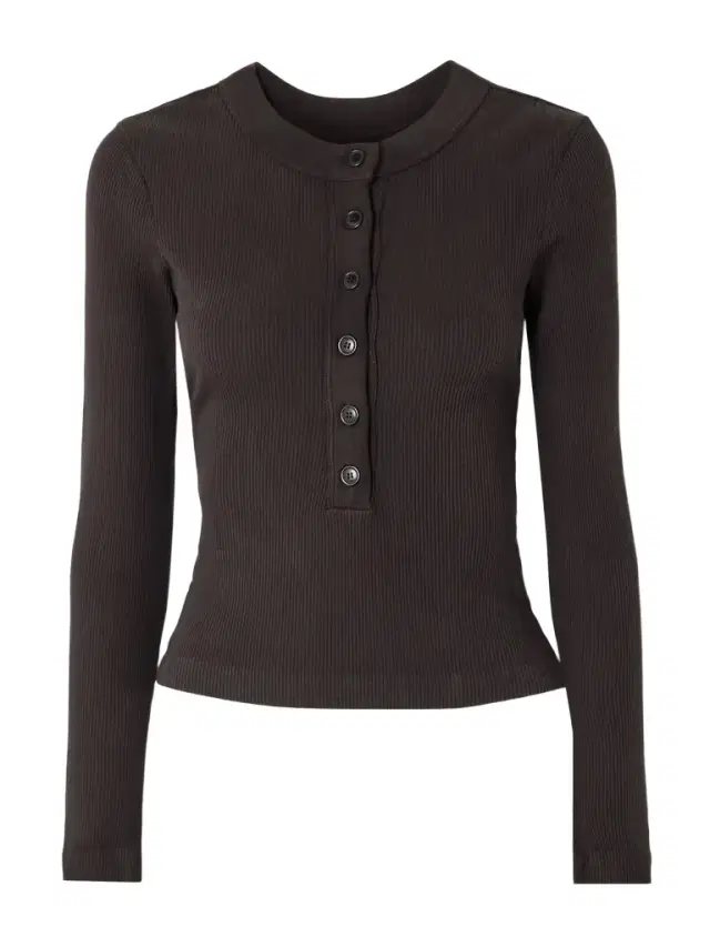 Citizens of Humanity Varra Ribbed Stretch Organic Cotton And Lyocell-blend Henley Top
