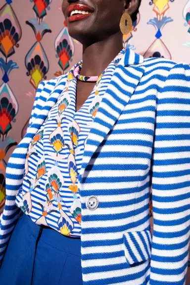 MAISON COMMON Striped Abstract Floral Blouse | Thumbnail 2