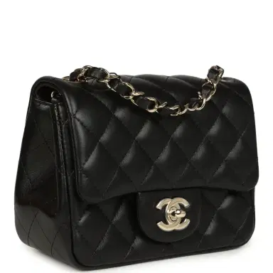 Chanel Chanel Mini Classic Square Flap Bag Black Lambskin Light Gold Hardware | Thumbnail 2 Chanel Chanel Mini Classic Square Flap Bag Black Lambskin Light Gold Hardware | Thumbnail 2