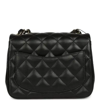 Chanel Chanel Mini Classic Square Flap Bag Black Lambskin Light Gold Hardware | Thumbnail 4 Chanel Chanel Mini Classic Square Flap Bag Black Lambskin Light Gold Hardware | Thumbnail 4