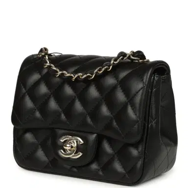 Chanel Chanel Mini Classic Square Flap Bag Black Lambskin Light Gold Hardware | Thumbnail 5 Chanel Chanel Mini Classic Square Flap Bag Black Lambskin Light Gold Hardware | Thumbnail 5