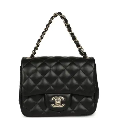 Chanel Chanel Mini Classic Square Flap Bag Black Lambskin Light Gold Hardware | Thumbnail 7 Chanel Chanel Mini Classic Square Flap Bag Black Lambskin Light Gold Hardware | Thumbnail 7