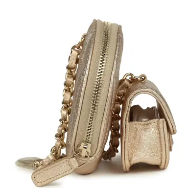Chanel Chanel Round Clip-On Coin Purse and Airpod Pro Case Metallic Gold Goatskin Light Gold Hardware | Thumbnail 4