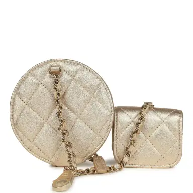 Chanel Chanel Round Clip-On Coin Purse and Airpod Pro Case Metallic Gold Goatskin Light Gold Hardware | Thumbnail 5