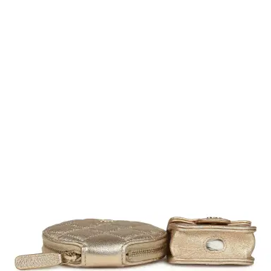 Chanel Chanel Round Clip-On Coin Purse and Airpod Pro Case Metallic Gold Goatskin Light Gold Hardware | Thumbnail 6