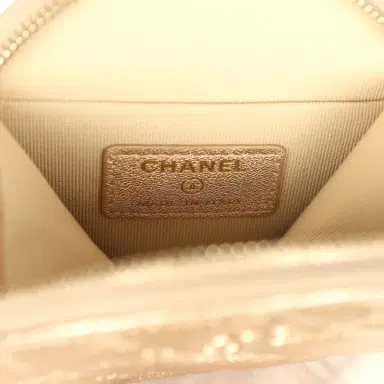 Chanel Chanel Round Clip-On Coin Purse and Airpod Pro Case Metallic Gold Goatskin Light Gold Hardware | Thumbnail 8