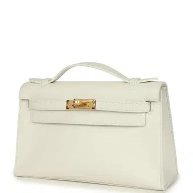 HERMÈS Hermes Kelly Pochette White Swift Gold Hardware | Thumbnail 3 HERMÈS Hermes Kelly Pochette White Swift Gold Hardware | Thumbnail 3