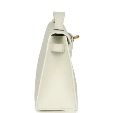 HERMÈS Hermes Kelly Pochette White Swift Gold Hardware | Thumbnail 4 HERMÈS Hermes Kelly Pochette White Swift Gold Hardware | Thumbnail 4
