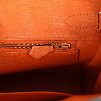 HERMÈS Pre-owned Hermes Special Order (HSS) Birkin 30 Black and Orange Chevre Brushed Gold Hardware | Thumbnail 9