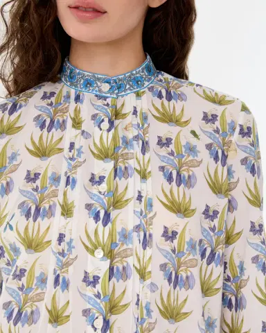 Emporio Sirenuse Chiara Shirt in Celestine Flower Print | Thumbnail 2 Emporio Sirenuse Chiara Shirt in Celestine Flower Print | Thumbnail 2