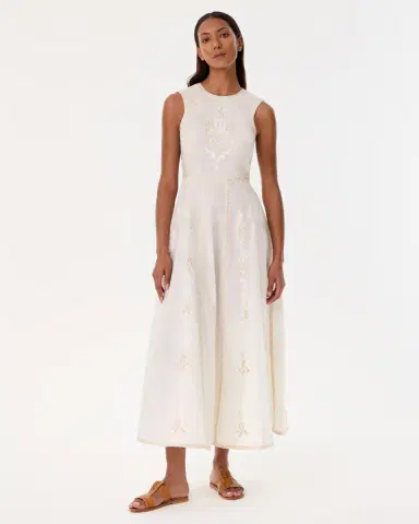 Emporio Sirenuse Clodette Dress with Iris Embroidery | Thumbnail 2 Emporio Sirenuse Clodette Dress with Iris Embroidery | Thumbnail 2