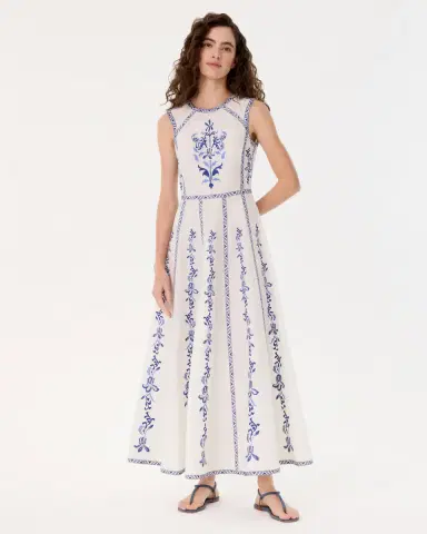 Emporio Sirenuse Clodette Dress with Iris Embroidery | Thumbnail 7 Emporio Sirenuse Clodette Dress with Iris Embroidery | Thumbnail 7