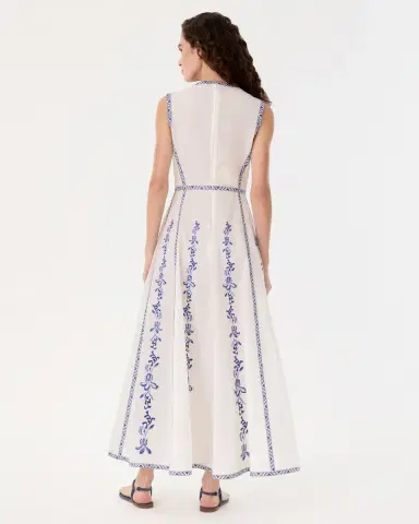 Emporio Sirenuse Clodette Dress with Iris Embroidery | Thumbnail 10 Emporio Sirenuse Clodette Dress with Iris Embroidery | Thumbnail 10
