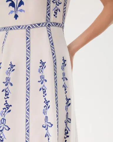 Emporio Sirenuse Clodette Dress with Iris Embroidery | Thumbnail 3 Emporio Sirenuse Clodette Dress with Iris Embroidery | Thumbnail 3