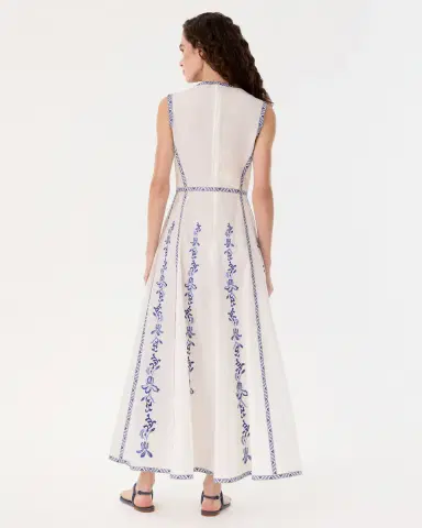 Emporio Sirenuse Clodette Dress with Iris Embroidery | Thumbnail 4 Emporio Sirenuse Clodette Dress with Iris Embroidery | Thumbnail 4