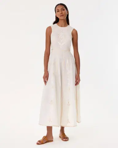 Emporio Sirenuse Clodette Dress with Iris Embroidery | Thumbnail 6 Emporio Sirenuse Clodette Dress with Iris Embroidery | Thumbnail 6