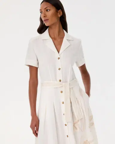 Emporio Sirenuse Daria Dress with Sand Flowers Embroidery | Thumbnail 2 Emporio Sirenuse Daria Dress with Sand Flowers Embroidery | Thumbnail 2