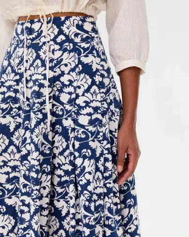 Emporio Sirenuse Flaminia Skirt in Lotus Flower Print | Thumbnail 2 Emporio Sirenuse Flaminia Skirt in Lotus Flower Print | Thumbnail 2