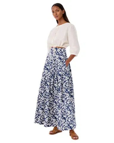 Emporio Sirenuse Flaminia Skirt in Lotus Flower Print | Thumbnail 1 Emporio Sirenuse Flaminia Skirt in Lotus Flower Print | Thumbnail 1