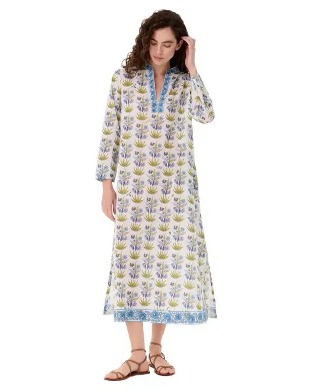 Emporio Sirenuse Giada Caftan in Celestine Flower Print