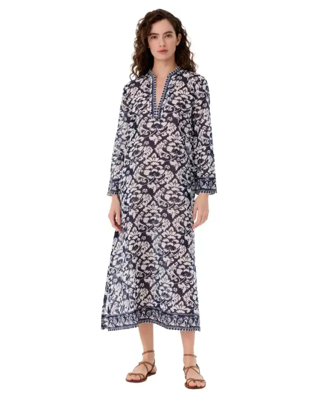 Giada Caftan in Lotus Flower Print