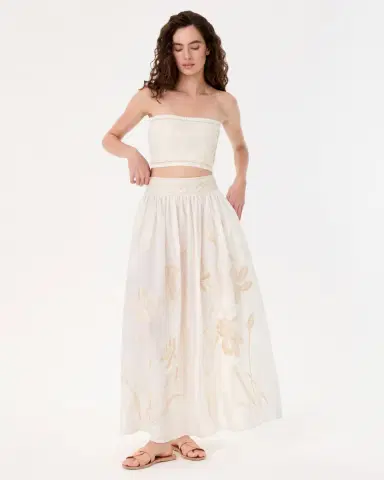 Emporio Sirenuse Ombretta Skirt with Iris Embroidery | Thumbnail 7 Emporio Sirenuse Ombretta Skirt with Iris Embroidery | Thumbnail 7