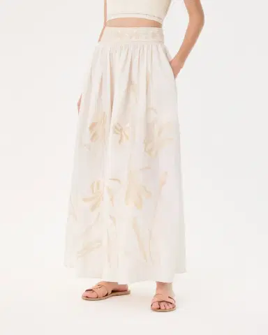Emporio Sirenuse Ombretta Skirt with Iris Embroidery | Thumbnail 3 Emporio Sirenuse Ombretta Skirt with Iris Embroidery | Thumbnail 3
