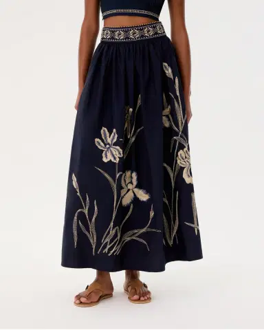 Emporio Sirenuse Ombretta Skirt with Iris Embroidery | Thumbnail 9 Emporio Sirenuse Ombretta Skirt with Iris Embroidery | Thumbnail 9