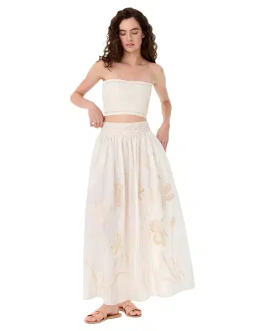 Emporio Sirenuse Ombretta Skirt with Iris Embroidery | Thumbnail 1 Emporio Sirenuse Ombretta Skirt with Iris Embroidery | Thumbnail 1