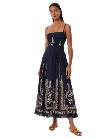 Emporio Sirenuse Valya Dress with Iris Embroidery | Thumbnail 1 Emporio Sirenuse Valya Dress with Iris Embroidery | Thumbnail 1