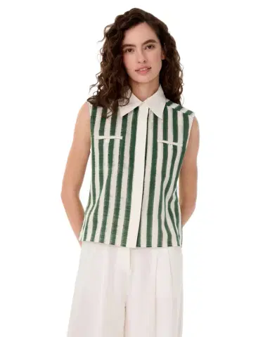 Emporio Sirenuse Ylenia Top in Ikat Stripes | Thumbnail 1 Emporio Sirenuse Ylenia Top in Ikat Stripes | Thumbnail 1