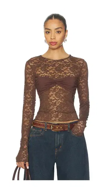 LIONESS Midnight Lace Long Sleeve Top | Thumbnail 1 LIONESS Midnight Lace Long Sleeve Top | Thumbnail 1