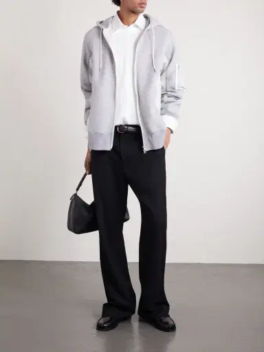 Sacai Appliquéd Shell-Trimmed Cotton-Jersey T-Shirt - Men | Thumbnail 2