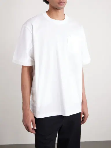 Sacai Appliquéd Shell-Trimmed Cotton-Jersey T-Shirt - Men | Thumbnail 3