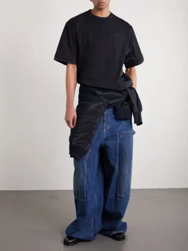 Sacai Appliquéd Shell-Trimmed Cotton-Jersey T-Shirt - Men | Thumbnail 2