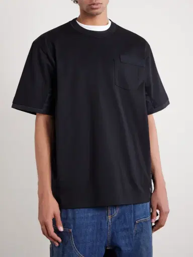 Sacai Appliquéd Shell-Trimmed Cotton-Jersey T-Shirt - Men | Thumbnail 3
