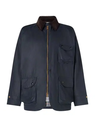 Drake's Padded Corduroy-Trimmed Waxed-Cotton Jacket - Men | Thumbnail 1 Drake's Padded Corduroy-Trimmed Waxed-Cotton Jacket - Men | Thumbnail 1