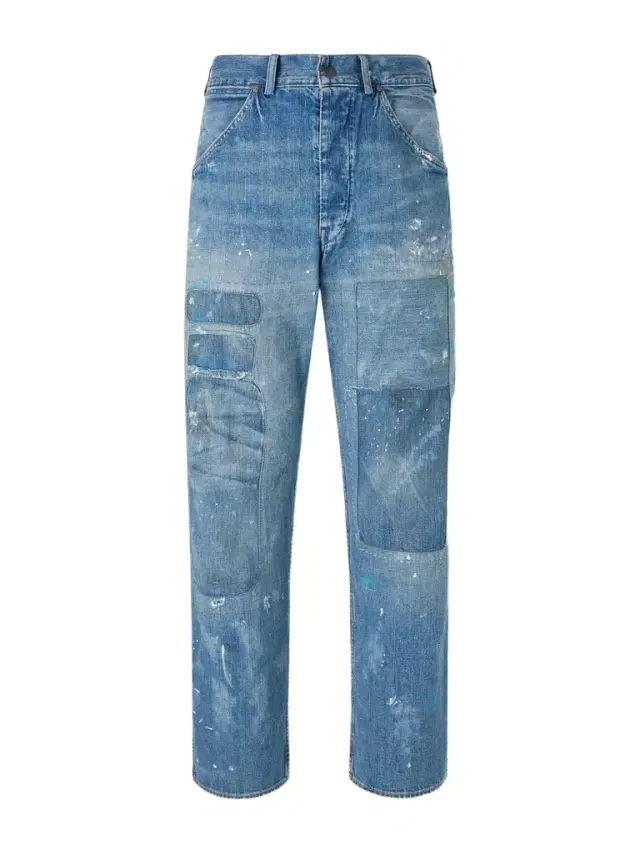 Straight-Leg Distressed Patchwork Jeans - Men