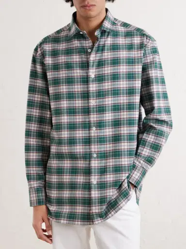 Charvet Checked Cotton-Flannel Shirt - Men | Thumbnail 3 Charvet Checked Cotton-Flannel Shirt - Men | Thumbnail 3