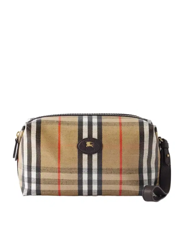 Logo-Appliquéd Leather-Trimmed Checked Coated-Canvas Wash Bag - Men