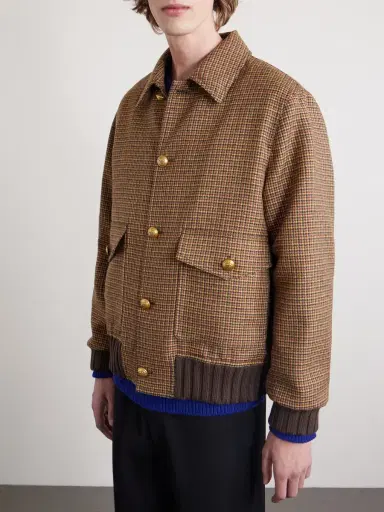 Valentino Garavani Padded Houndstooth Virgin Wool Bomber Jacket - Men | Thumbnail 3 Valentino Garavani Padded Houndstooth Virgin Wool Bomber Jacket - Men | Thumbnail 3
