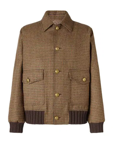 Valentino Garavani Padded Houndstooth Virgin Wool Bomber Jacket - Men | Thumbnail 1 Valentino Garavani Padded Houndstooth Virgin Wool Bomber Jacket - Men | Thumbnail 1